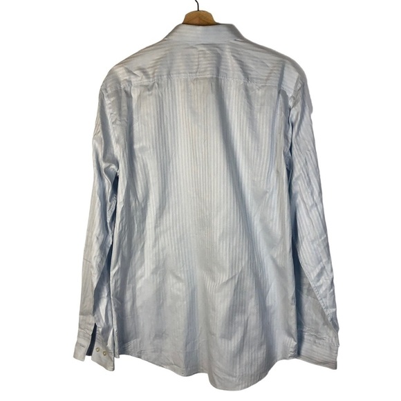 Boss Hugo Boss Slim Fit Light Blue Stripe Long Sleeve Button Down 16 - Picture 4 of 6